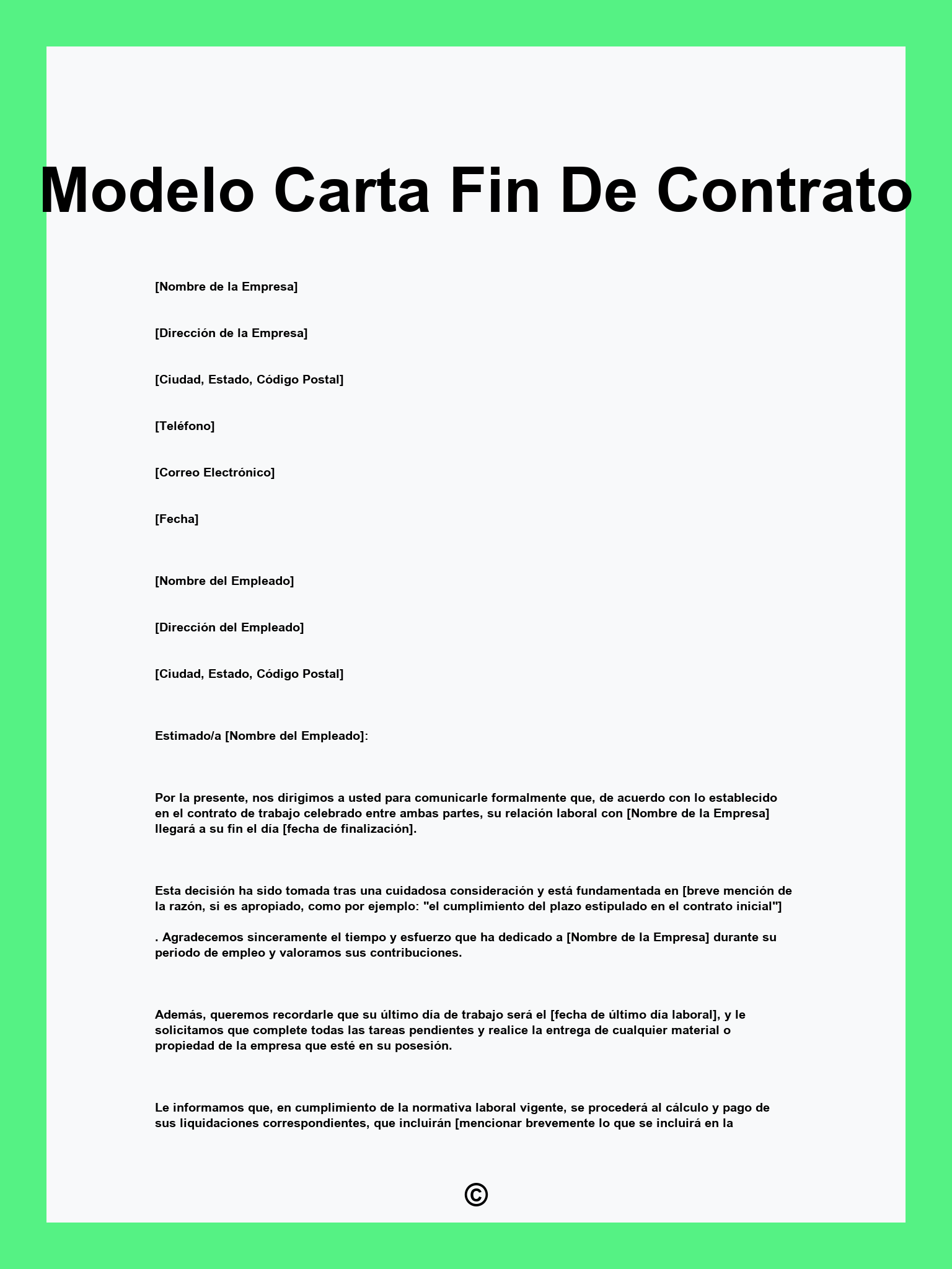 Modelo Carta Fin De Contrato