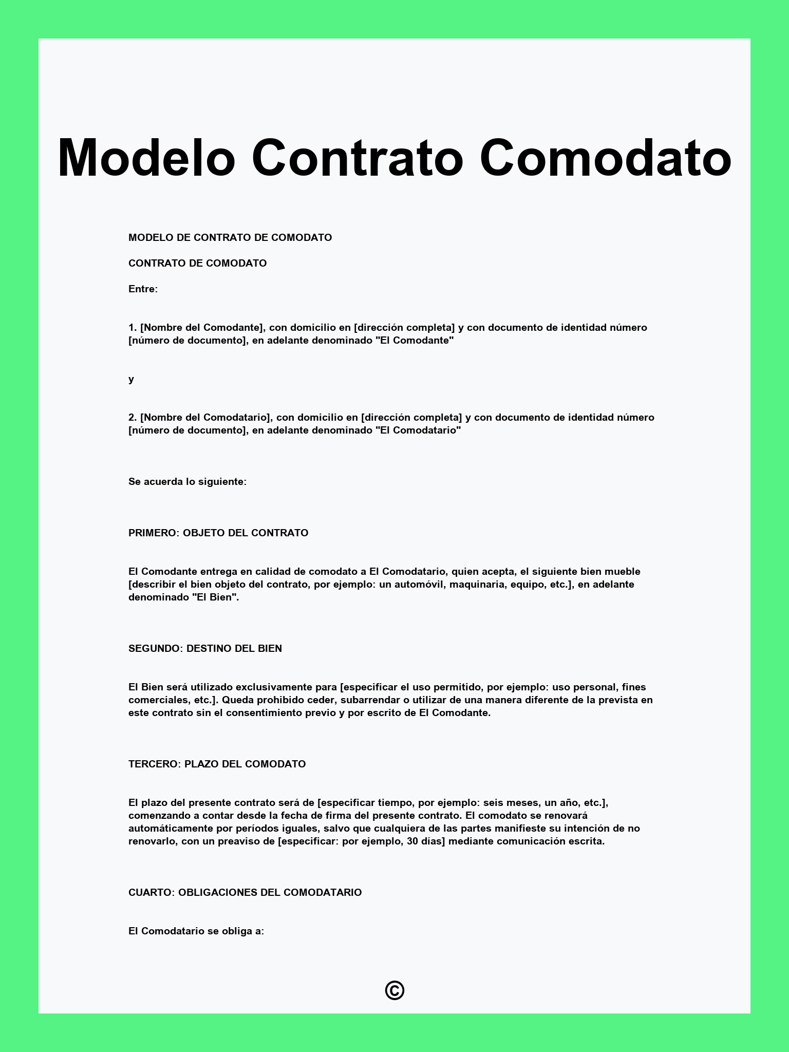 Modelo Contrato Comodato