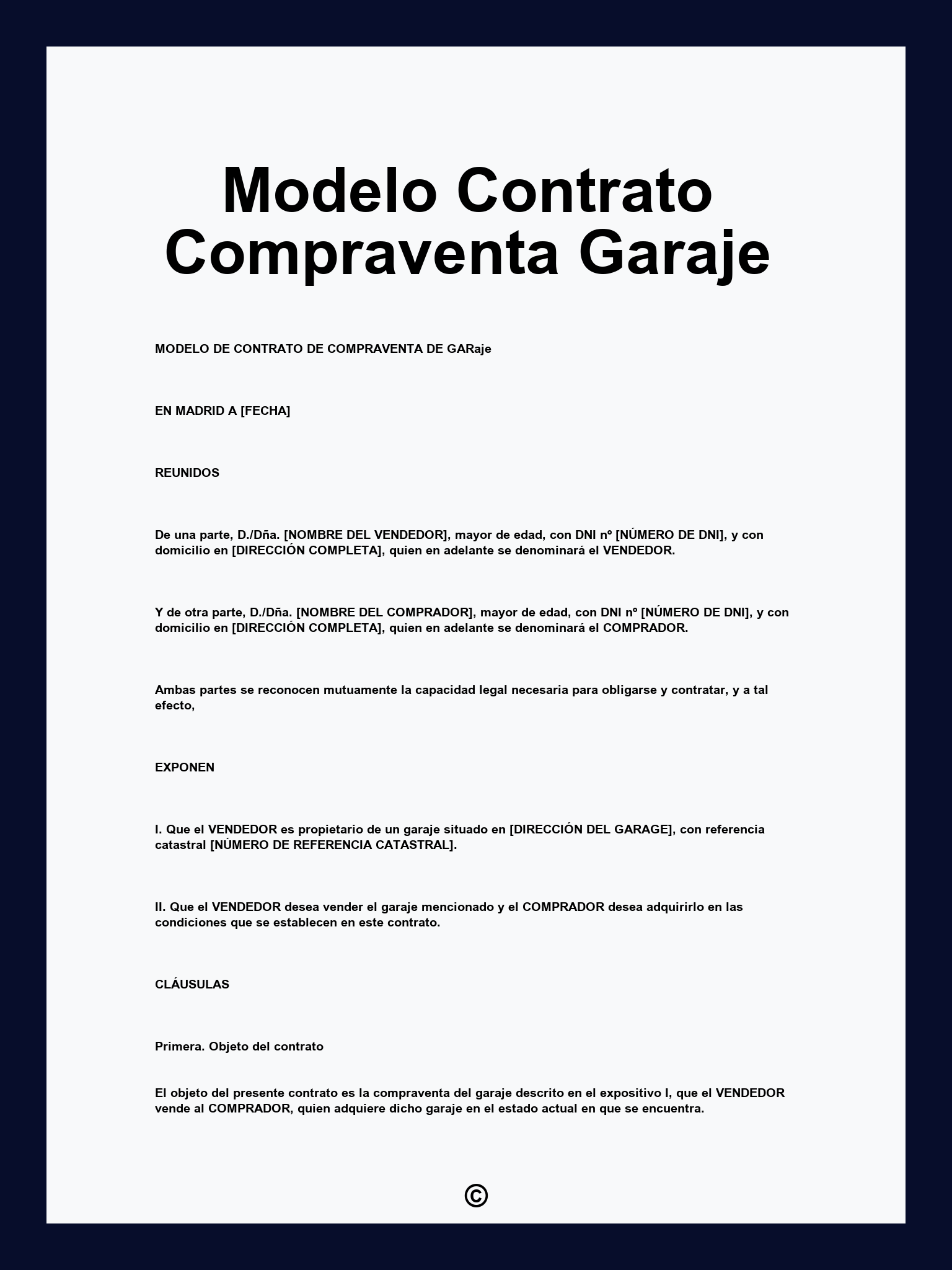 Modelo Contrato Compraventa Garaje