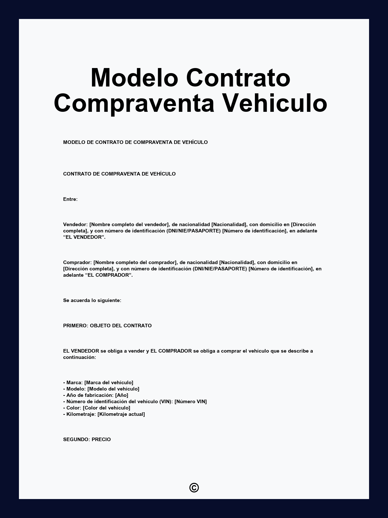 Modelo Contrato Compraventa Vehiculo