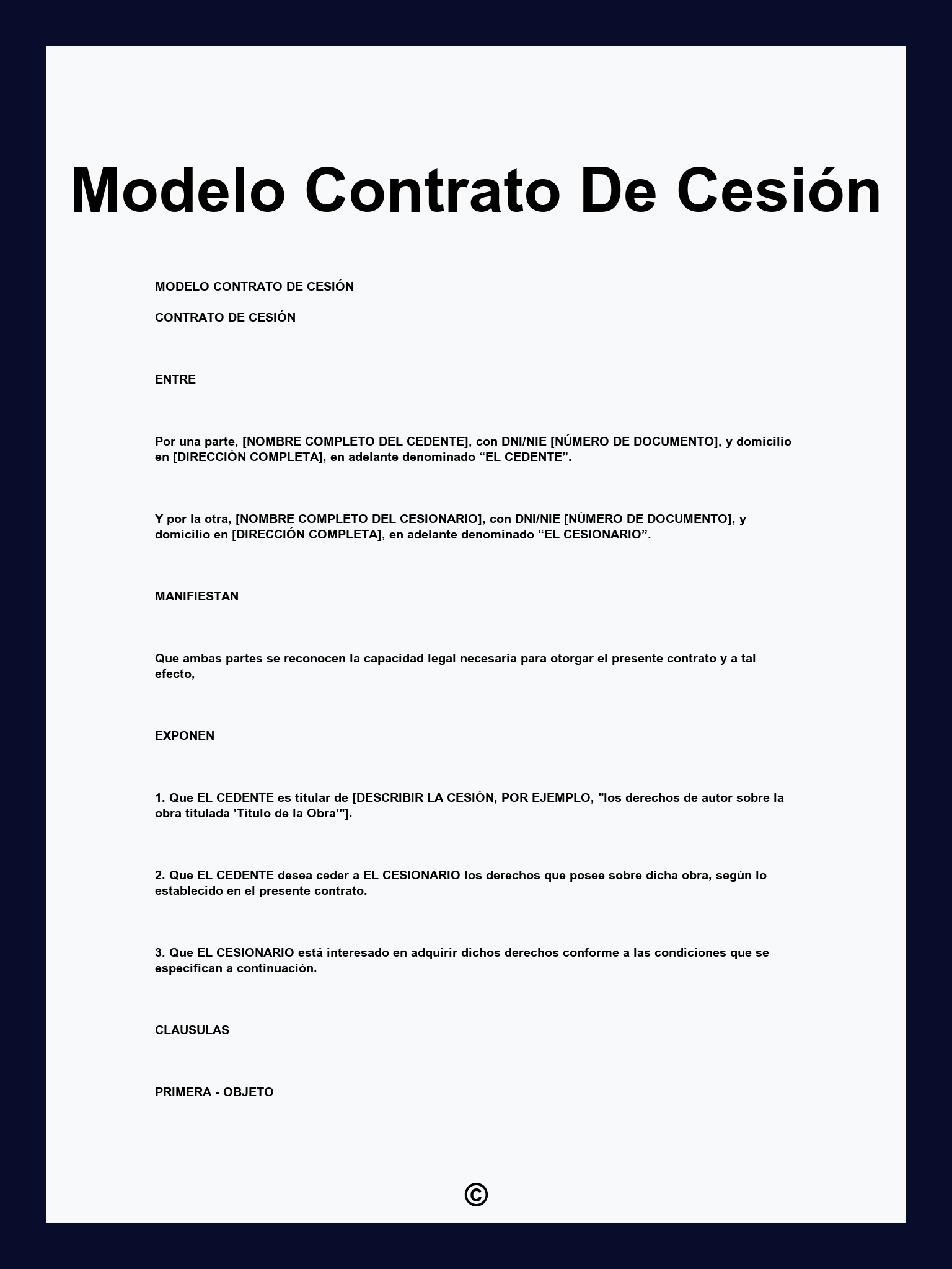 Modelo Contrato De Cesión