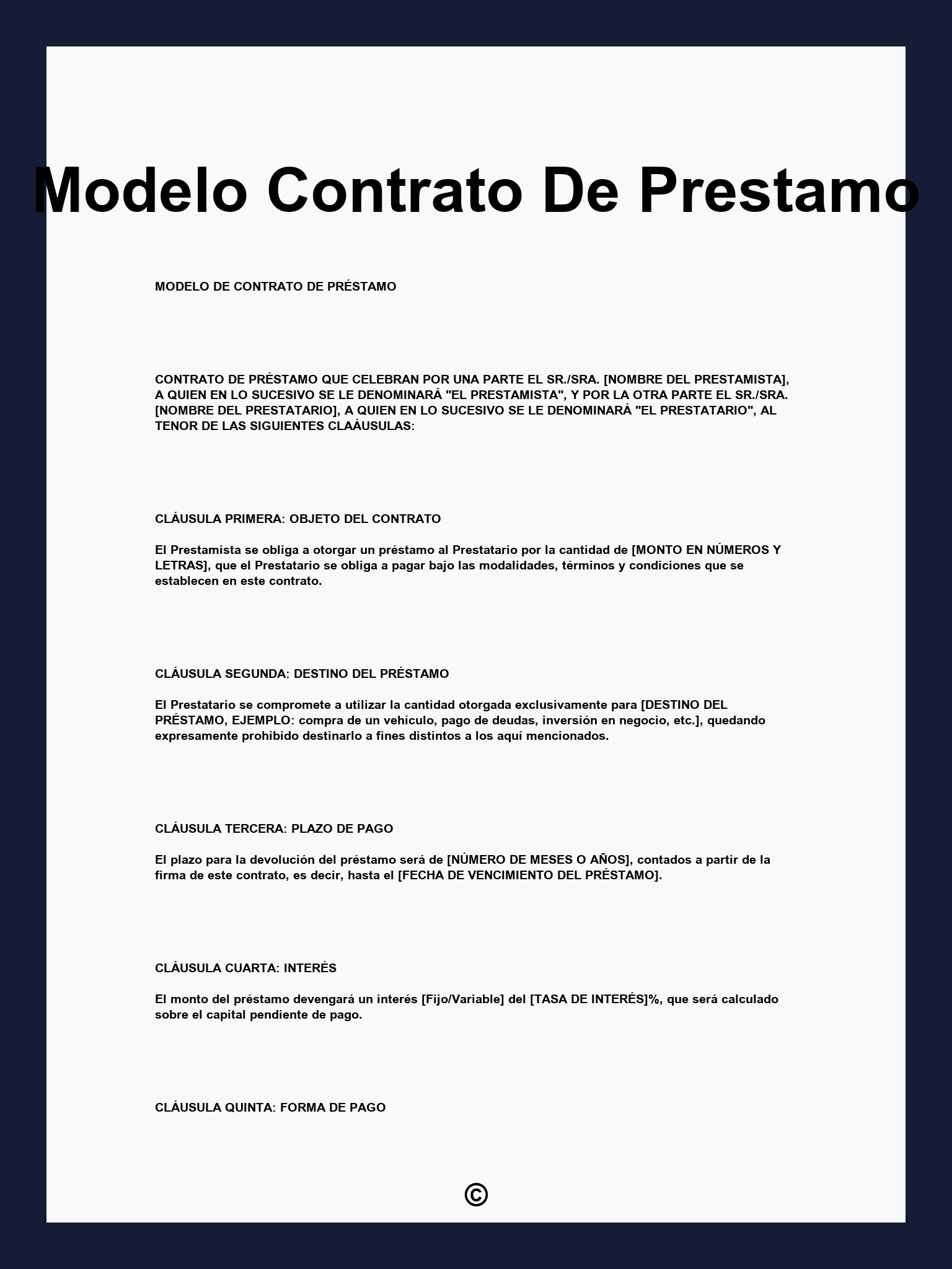 Modelo Contrato De Prestamo