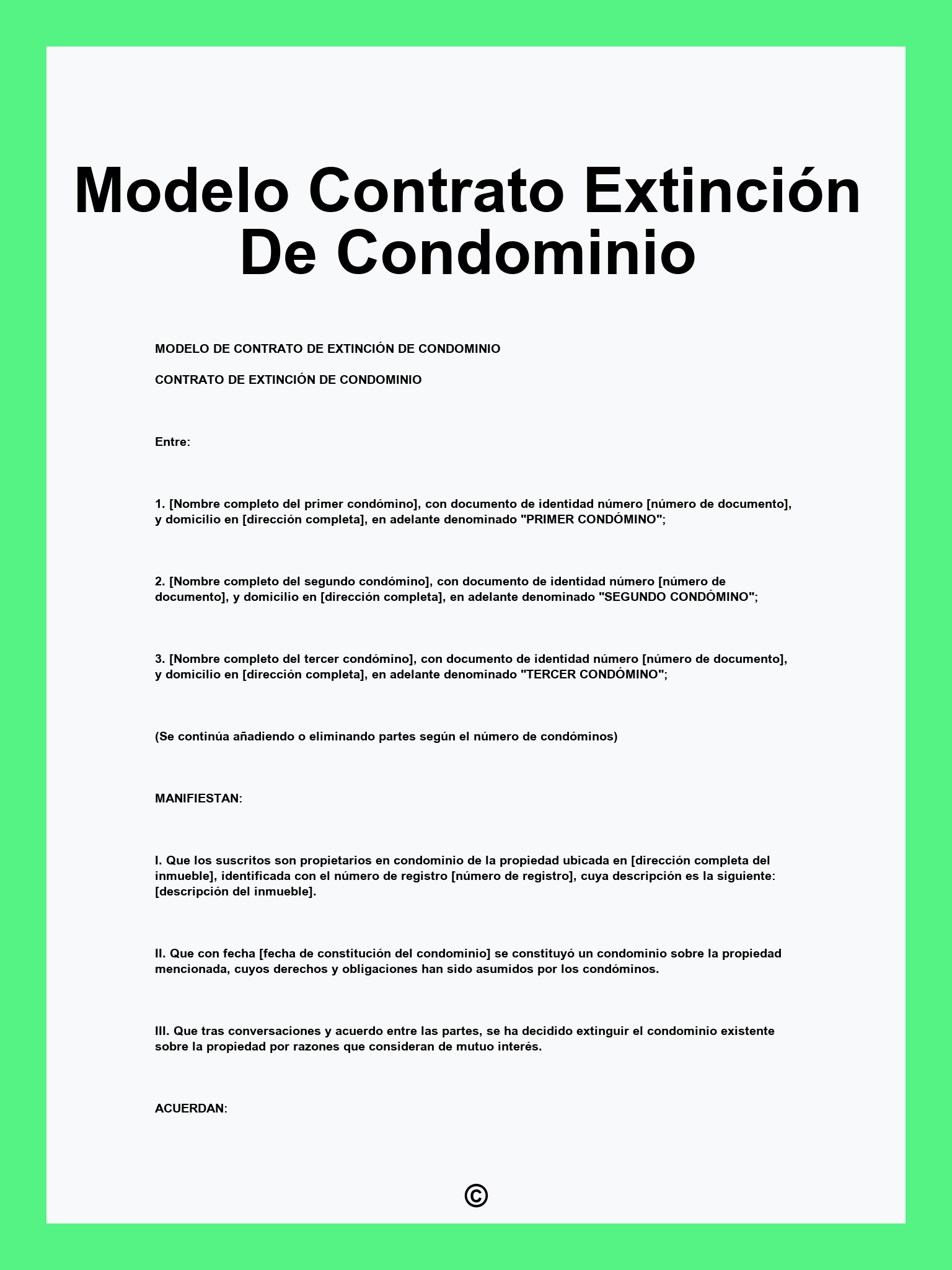 Modelo Contrato Extinción De Condominio