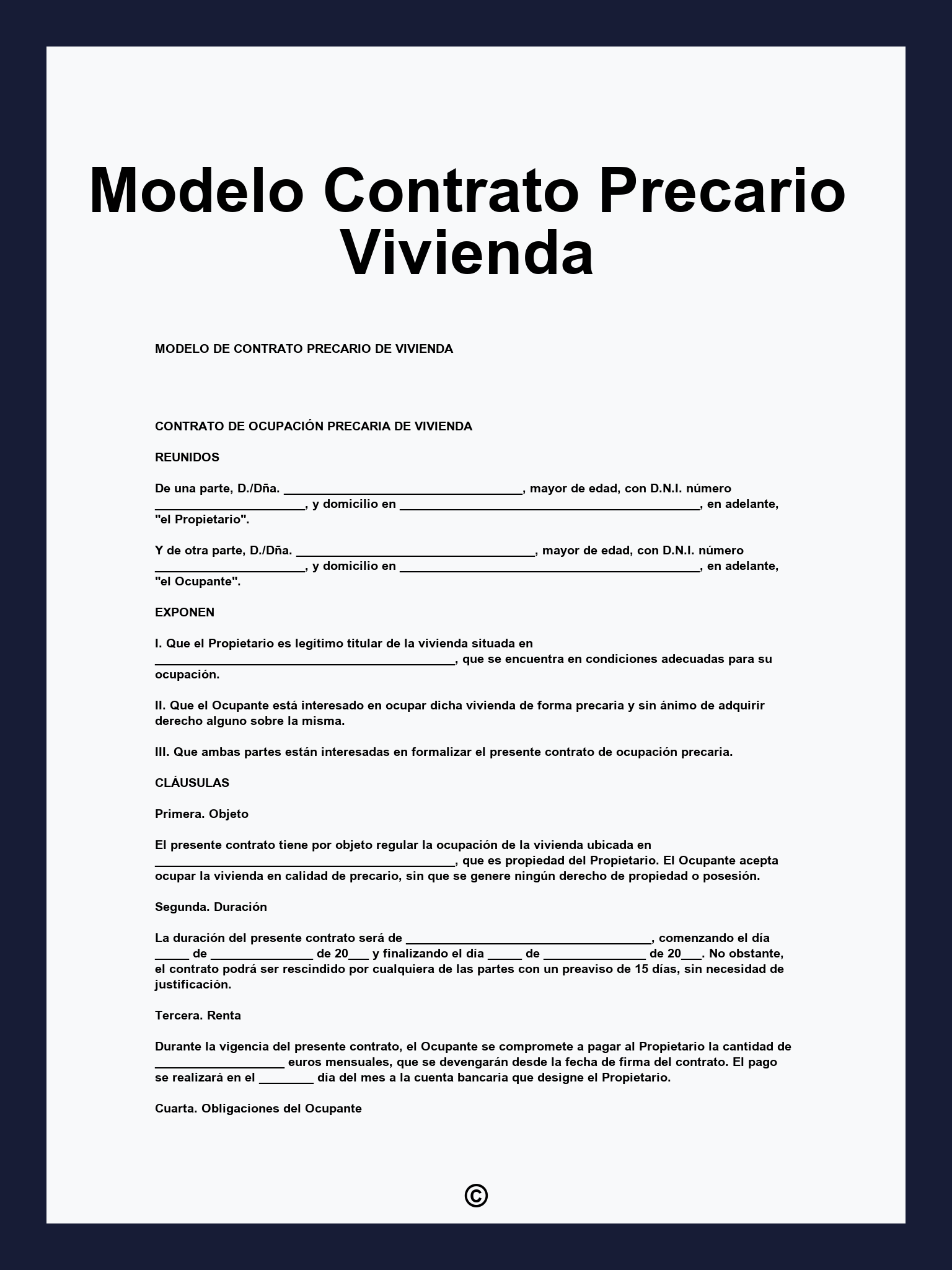 Modelo Contrato Precario Vivienda