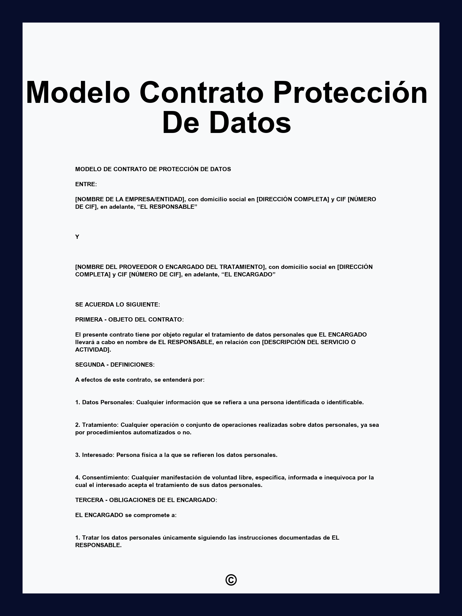 Modelo Contrato Protección De Datos