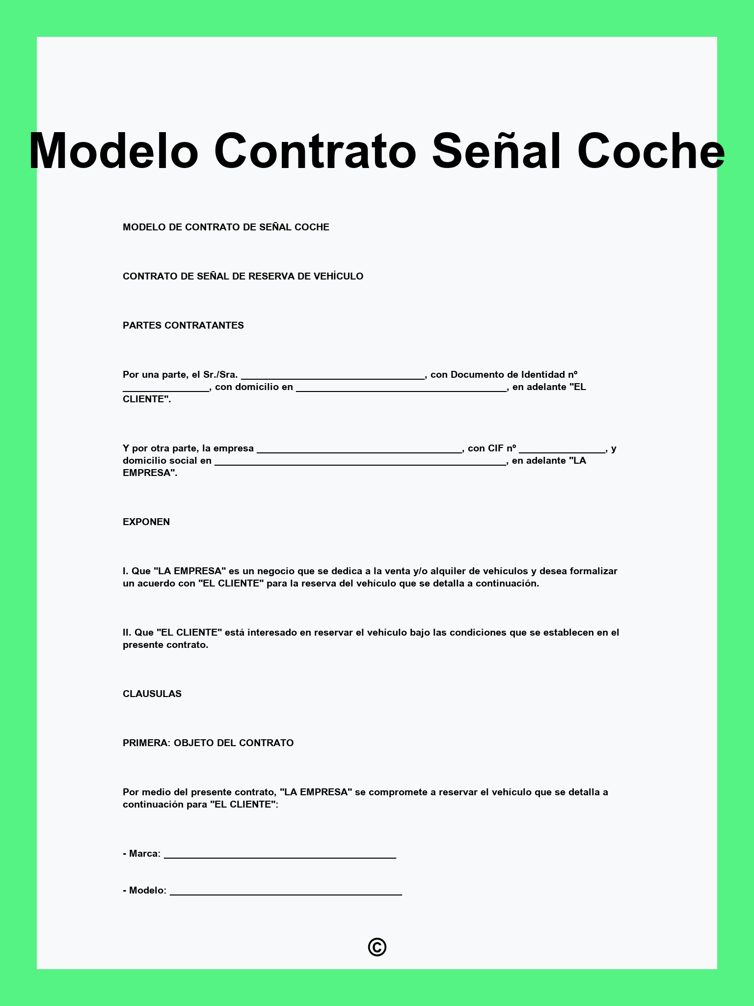 Modelo Contrato Señal Coche