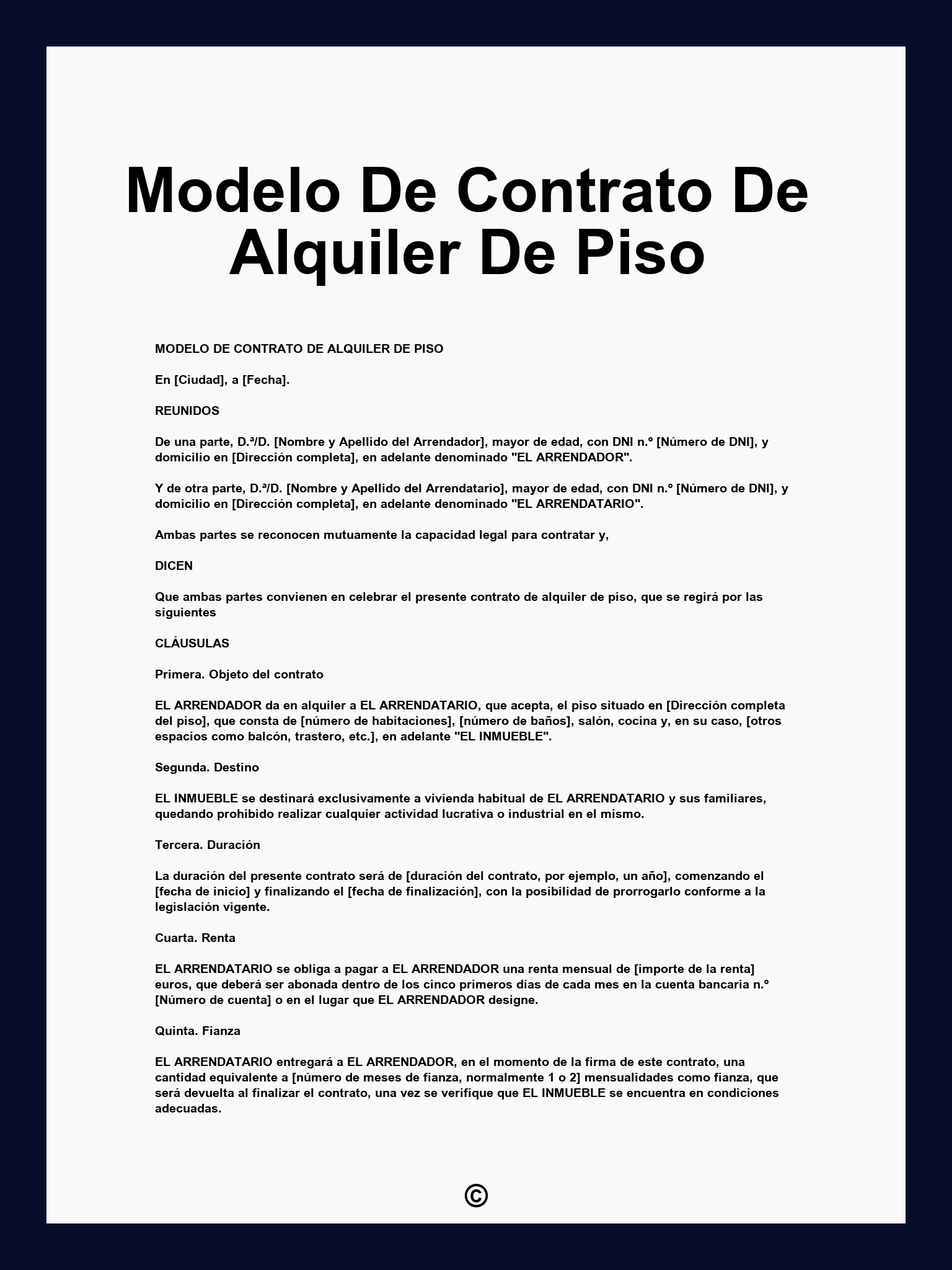 Modelo De Contrato De Alquiler De Piso