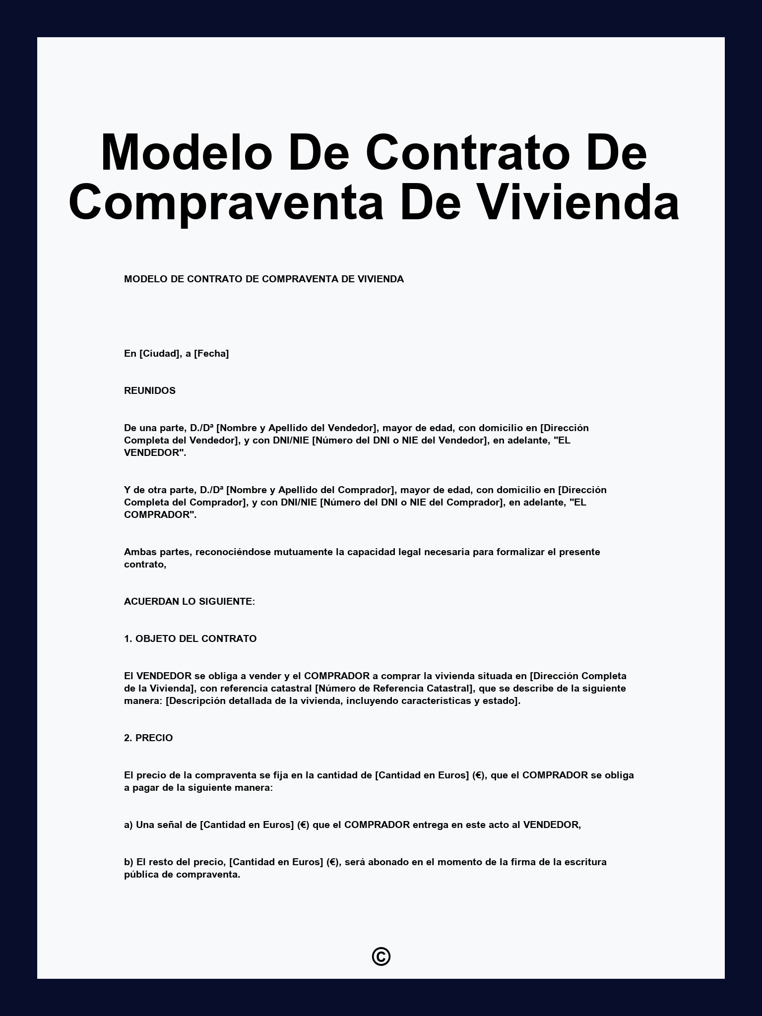 Modelo De Contrato De Compraventa De Vivienda