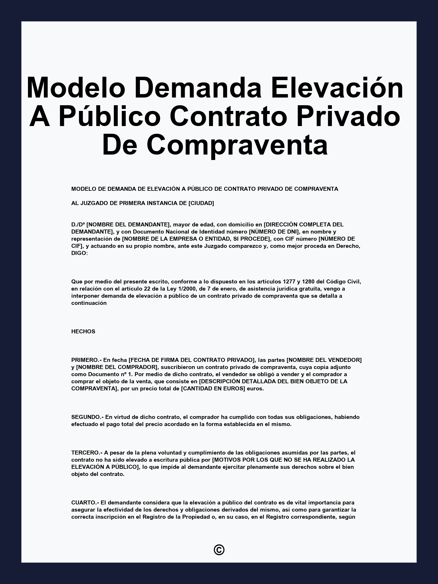 Modelo Demanda Elevación A Público Contrato Privado De Compraventa