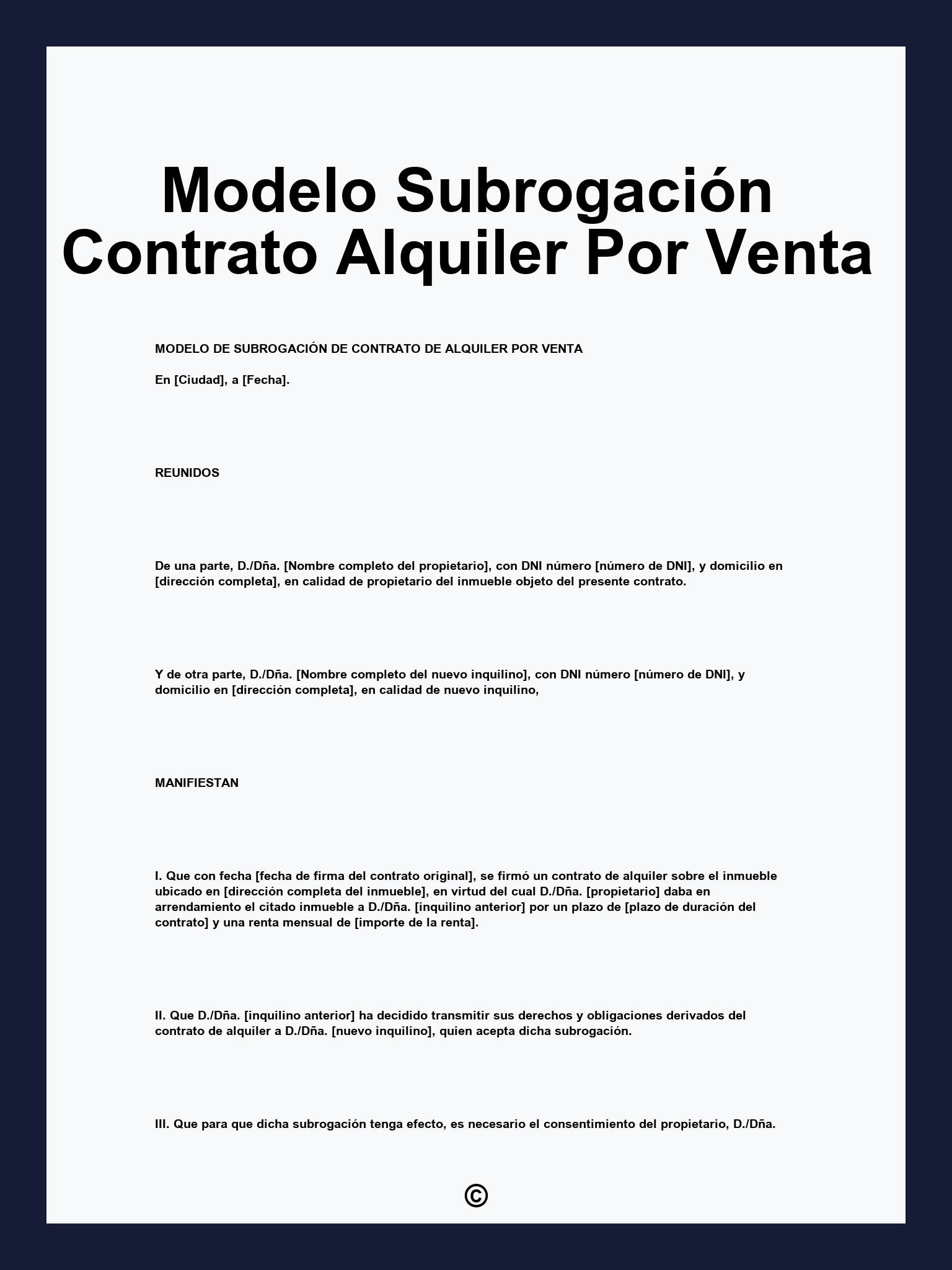 Modelo Subrogación Contrato Alquiler Por Venta